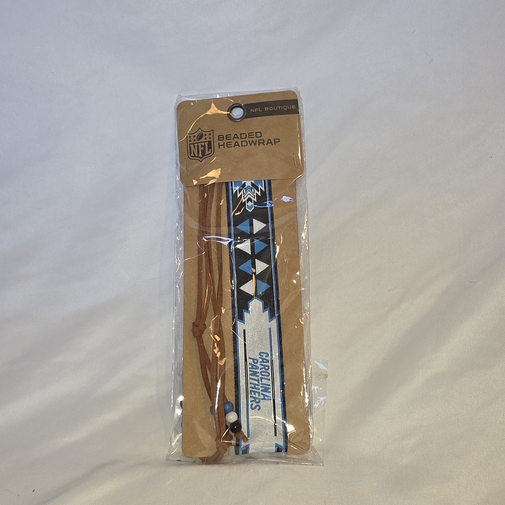 NFL Beaded Headwrap with Blue and White Design Carolina Panthers